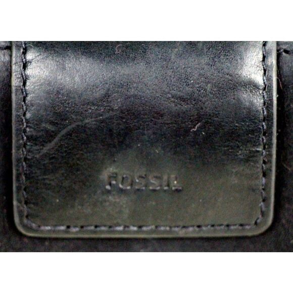 VTG FOSSIL BLACK GENUINE LEATHER ID CARD COIN HOLDER BILL BIFOLD WALLET (1) - Picture 2 of 9